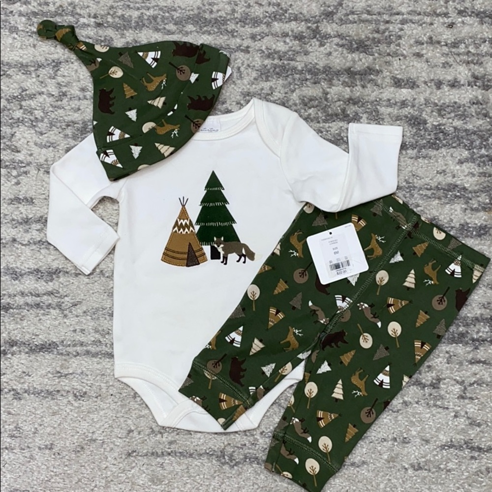 NWT 3-piece fox/forest matching outfit with hat